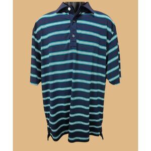 Footjoy FJ Mens Navy Striped Polo Large